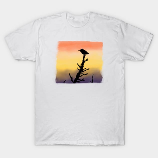 Hummingbird Silhouette Sunset T-Shirt by FernheartDesign